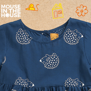 A Spiky Porcupine - Cotton Dress (Blue)