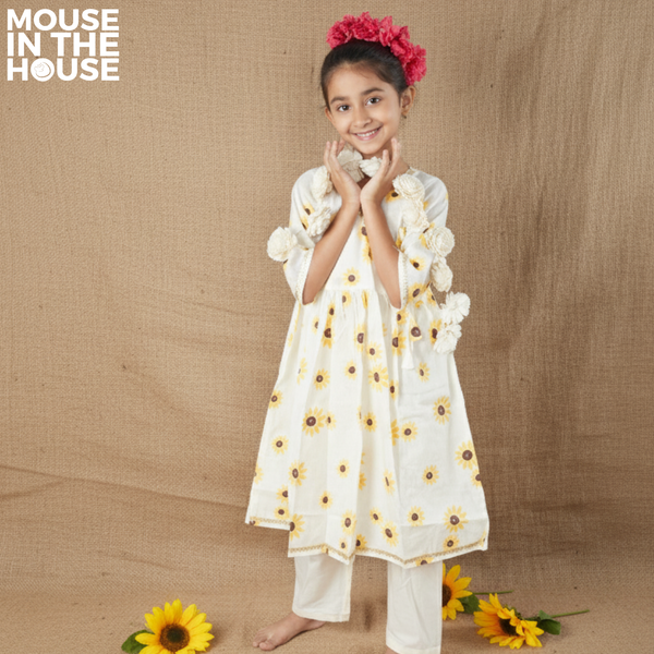 Lane of Dreams (Cream) - Girls Ethnic Wear