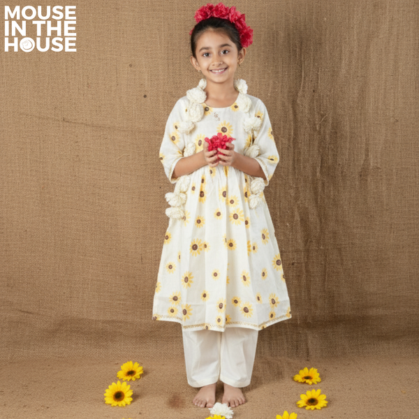 Lane of Dreams (Cream) - Girls Ethnic Wear
