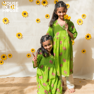 A Graceful Peacock Green Ethnic Wear (Girls)