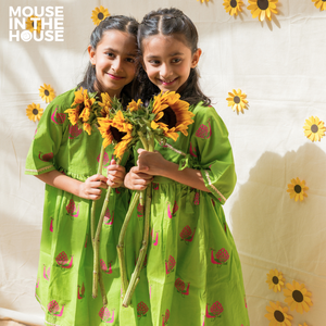 A Graceful Peacock Green Ethnic Wear (Girls)