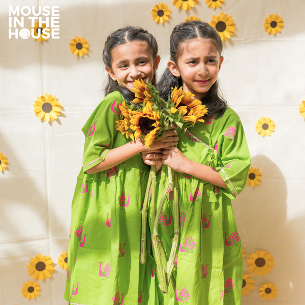 A Graceful Peacock Green Ethnic Wear (Girls)
