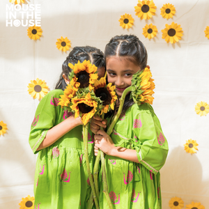 A Graceful Peacock Green Ethnic Wear (Girls)