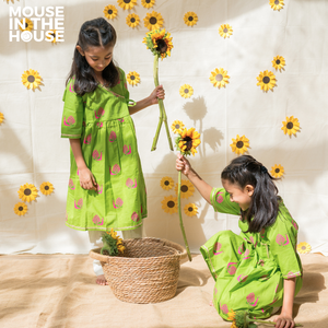 A Graceful Peacock Green Ethnic Wear (Girls)