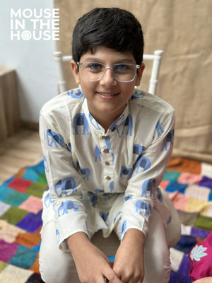 Rupa The Elephant (White)- Ethnic Wear Boys