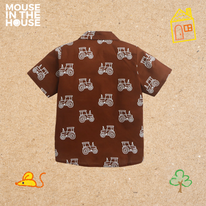 Tractor Print Earth Brown Shirt