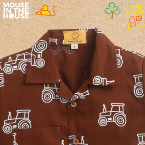 Tractor Print Earth Brown Shirt
