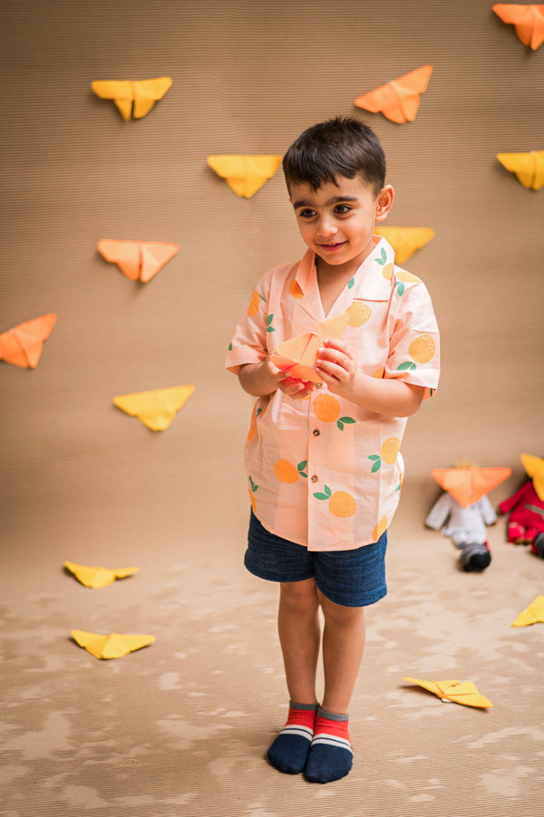 A Tangy Orange- Cotton Shirt