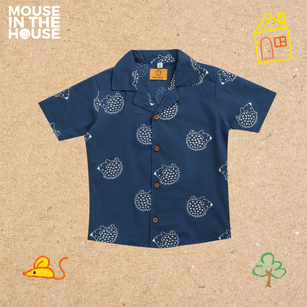 A Spiky Porcupine - Cotton Shirt (Blue)