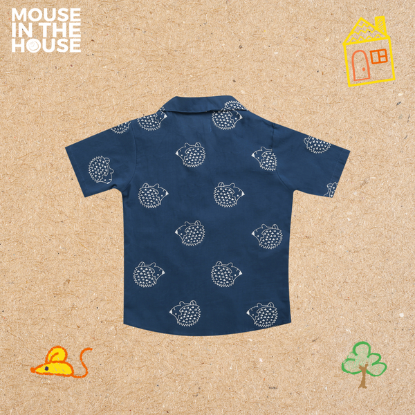 A Spiky Porcupine - Cotton Shirt (Blue)