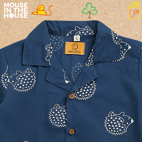 A Spiky Porcupine - Cotton Shirt (Blue)