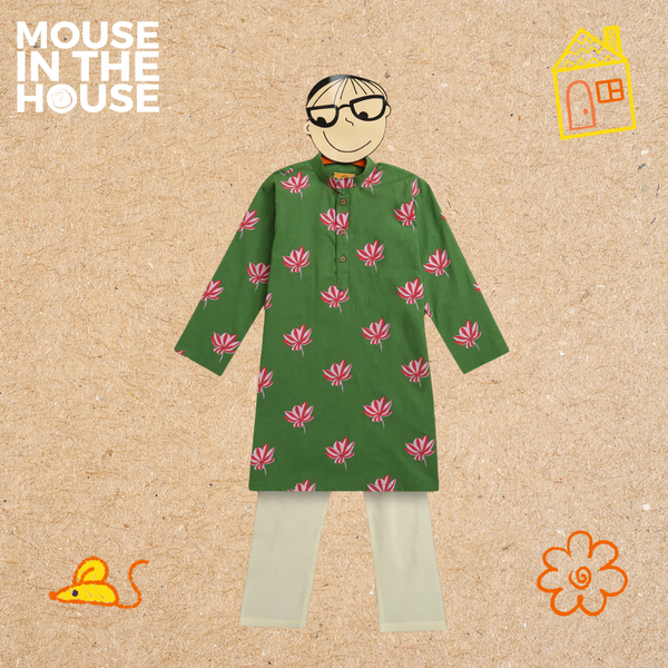 Lotus Bloom (Green)- Ethnic Wear Boys