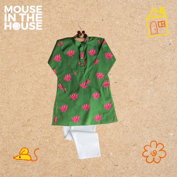 Lotus Bloom (Green)- Ethnic Wear Boys