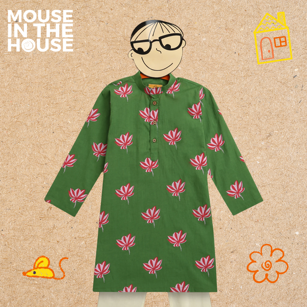 Lotus Bloom (Green)- Ethnic Wear Boys