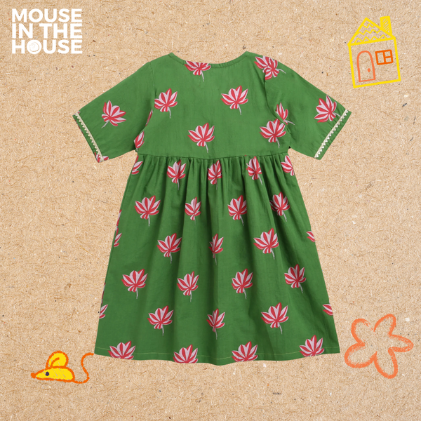Lotus Bloom (Green)- Ethnic Wear Girls