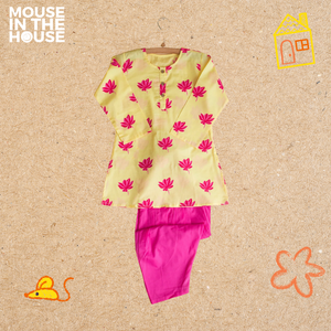 Lotus Bloom (Yellow)- Girls Ethnic Wear