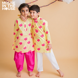 Lotus Bloom (Yellow)- Girls Ethnic Wear