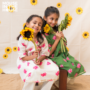 Lotus Bloom (Green)- Ethnic Wear Girls