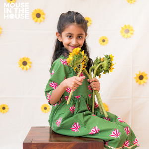 Lotus Bloom (Green)- Ethnic Wear Girls