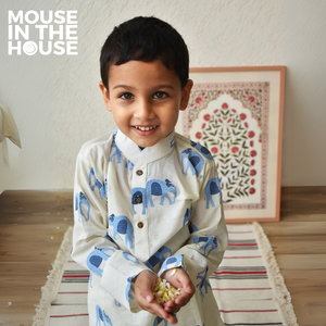 Rupa The Elephant (White)- Ethnic Wear Boys