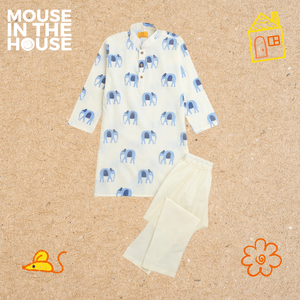 Rupa The Elephant (White)- Ethnic Wear Boys