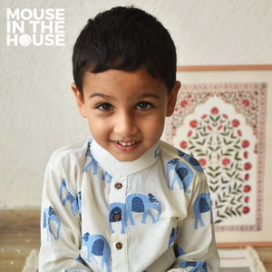 Rupa The Elephant (White)- Ethnic Wear Boys
