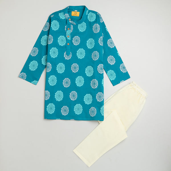 Dazzling Flower Ethnic Wear Boys (Blue)