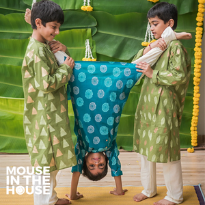 Dazzling Flower (Blue)- Ethnic Wear Boys