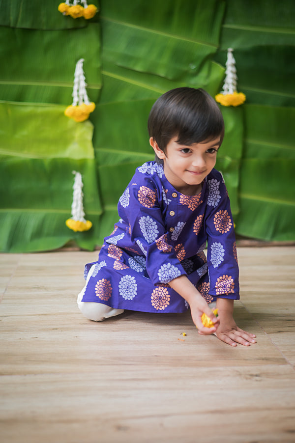 Dazzling Flower Ethnic Wear - Purple (Boys)