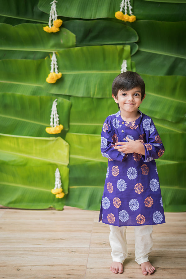 Dazzling Flower Ethnic Wear - Purple (Boys)