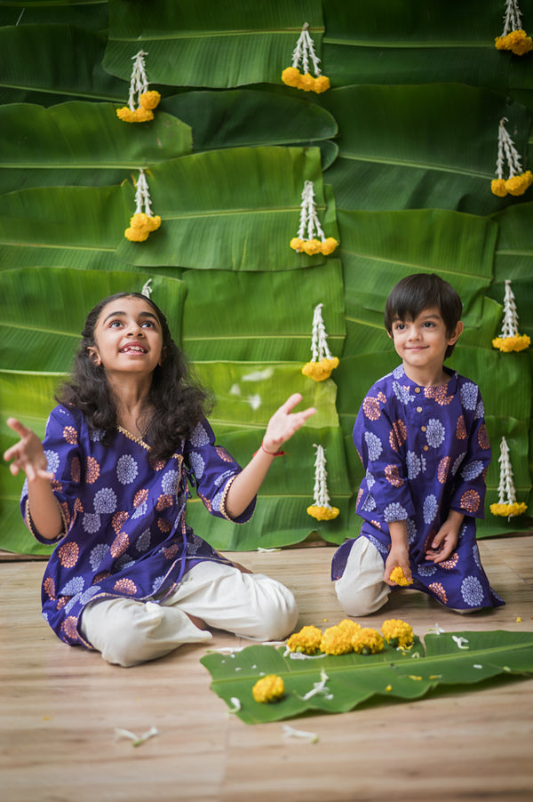 Dazzling Flower Ethnic Wear - Purple (Boys)