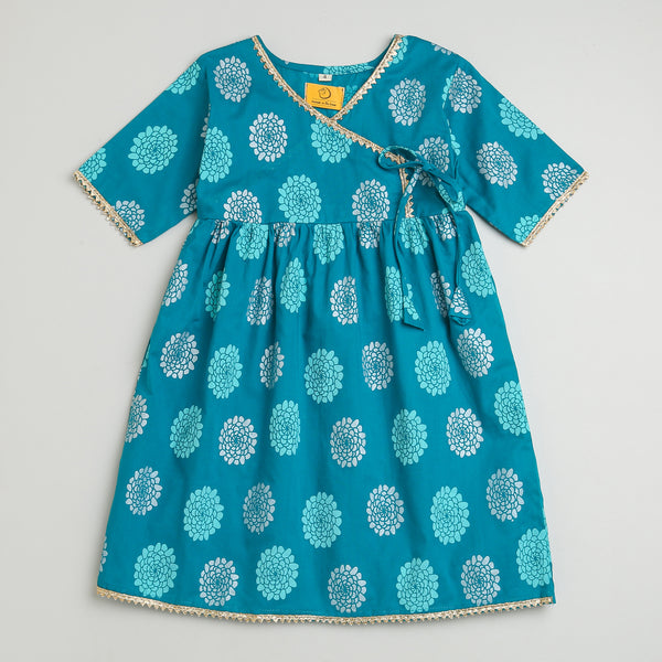 Dazzling Flower Ethnic Wear Girls (Blue)