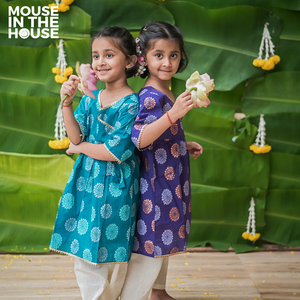 Dazzling Flower (Blue)- Ethnic Wear Girls