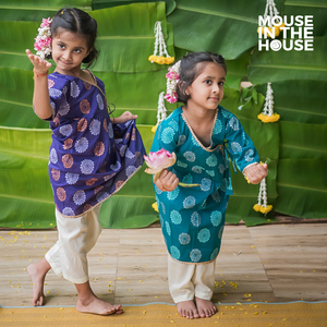 Dazzling Flower (Blue)- Ethnic Wear Girls