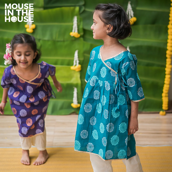 Dazzling Flower (Blue)- Ethnic Wear Girls
