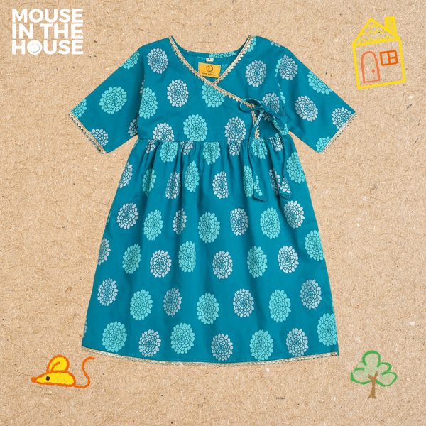 Dazzling Flower (Blue)- Ethnic Wear Girls