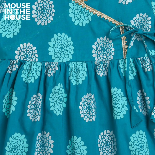 Dazzling Flower (Blue)- Ethnic Wear Girls