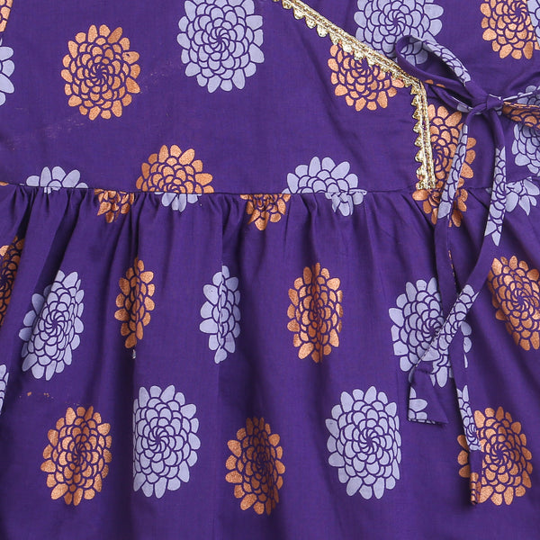 Dazzling Flower Ethnic Wear - Purple (Girls)