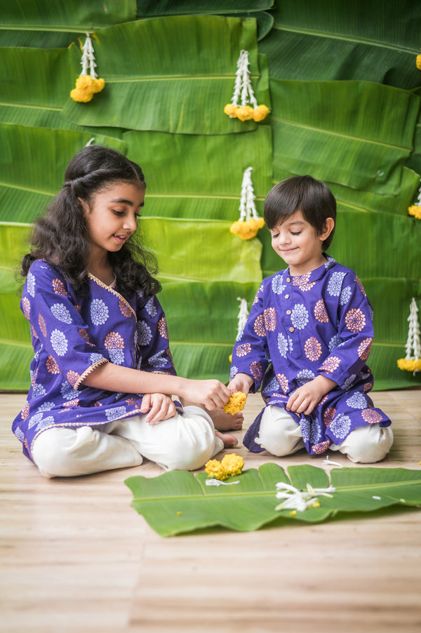 Dazzling Flower (Purple) - Ethnic Wear Girls