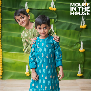 Gleaming Leaf (Blue)- Ethnic Wear Boys