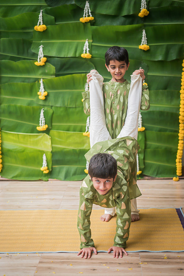 Gleaming Leaf (Green)- Ethnic Wear Boys