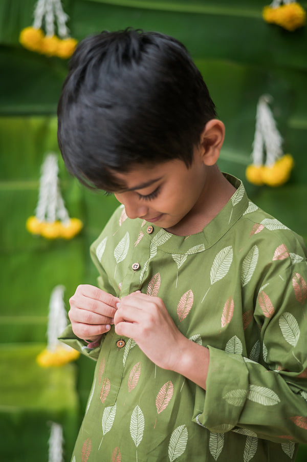 Gleaming Leaf (Green)- Ethnic Wear Boys