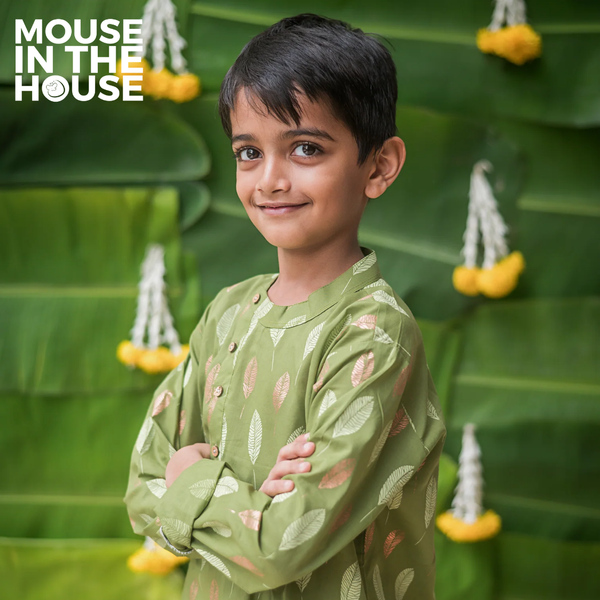 Gleaming Leaf (Green)- Ethnic Wear Boys