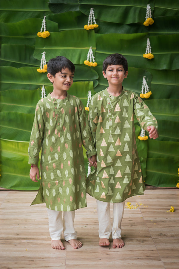 Gleaming Leaf (Green)- Ethnic Wear Boys