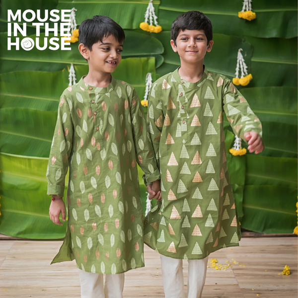 Gleaming Leaf (Green)- Ethnic Wear Boys