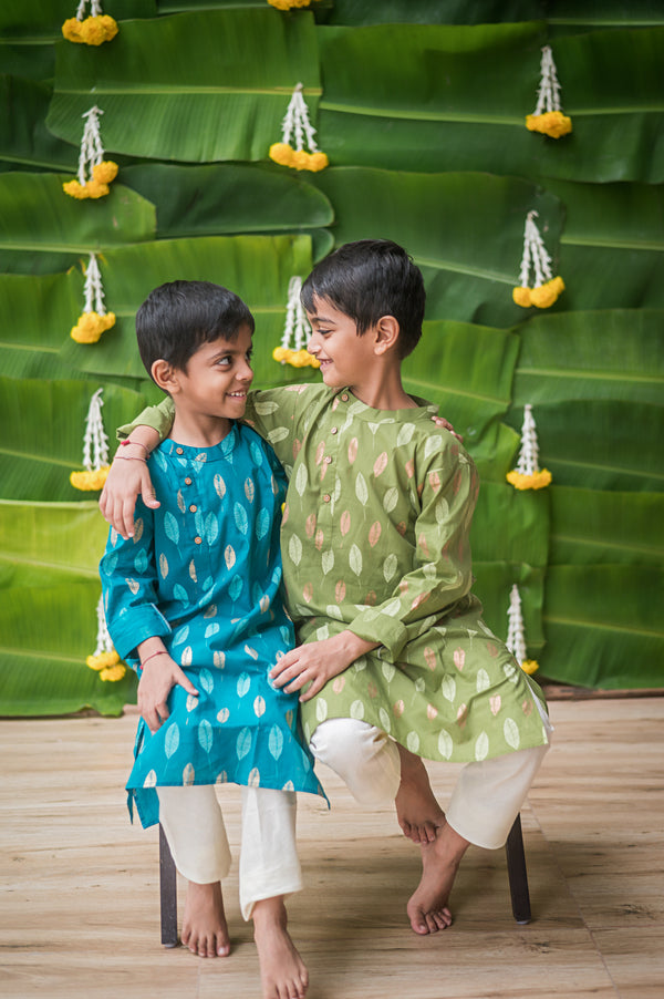 Gleaming Leaf (Green)- Ethnic Wear Boys
