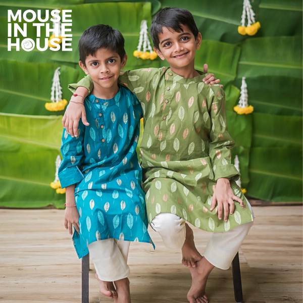 Gleaming Leaf (Green)- Ethnic Wear Boys