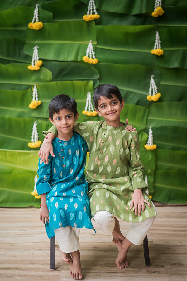 Gleaming Leaf (Green)- Ethnic Wear Boys