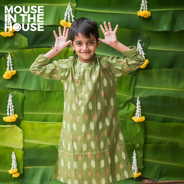 Gleaming Leaf (Green)- Ethnic Wear Boys
