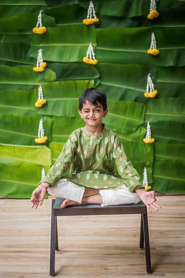 Gleaming Leaf (Green)- Ethnic Wear Boys